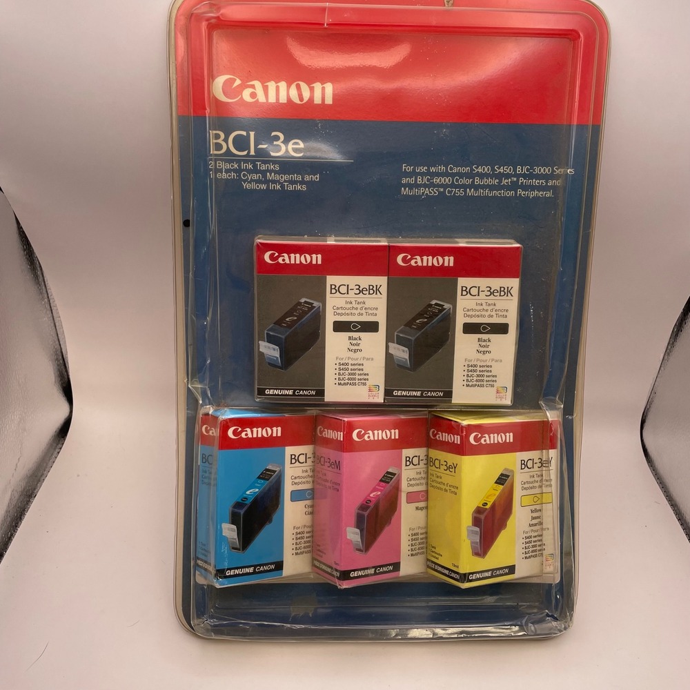 Canon BCI-3e Ink Tank Multipack 2 Black 1 Cyan Magenta Yellow Genuine OEM New